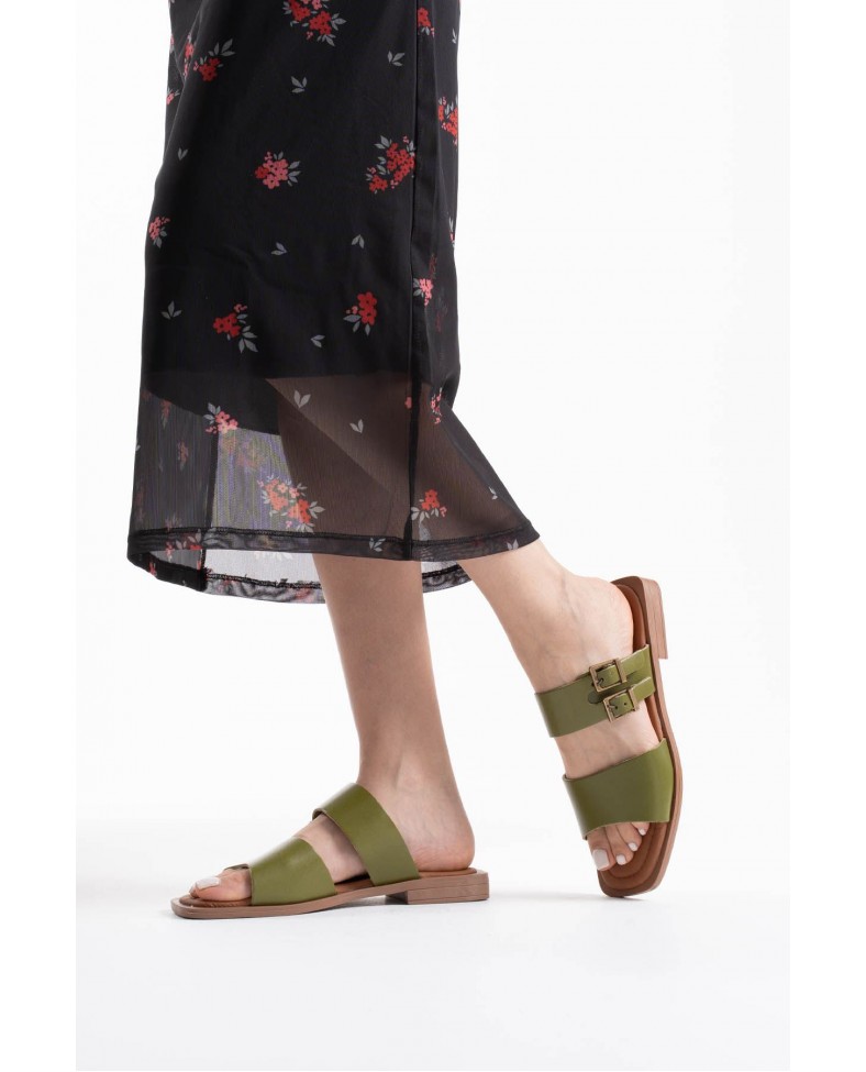 Haki Yeşili Hakiki Deri Terlik TR31MY33F