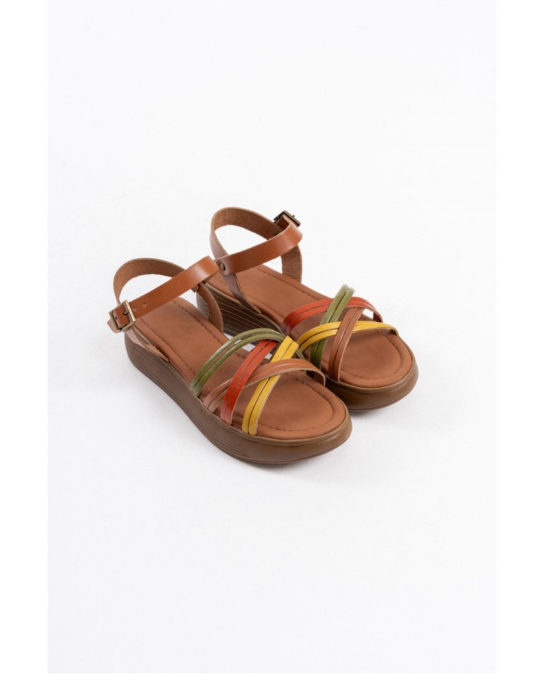 Çok Renkli Hakiki Deri Sandalet TR31MY56B