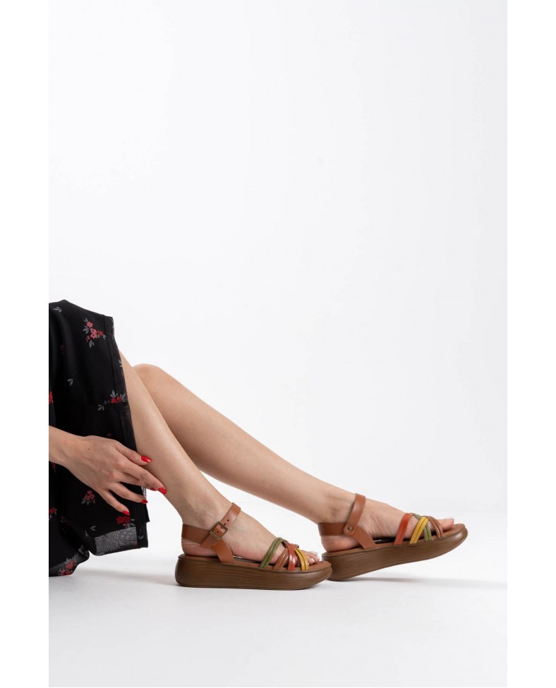 Çok Renkli Hakiki Deri Sandalet TR31MY56B