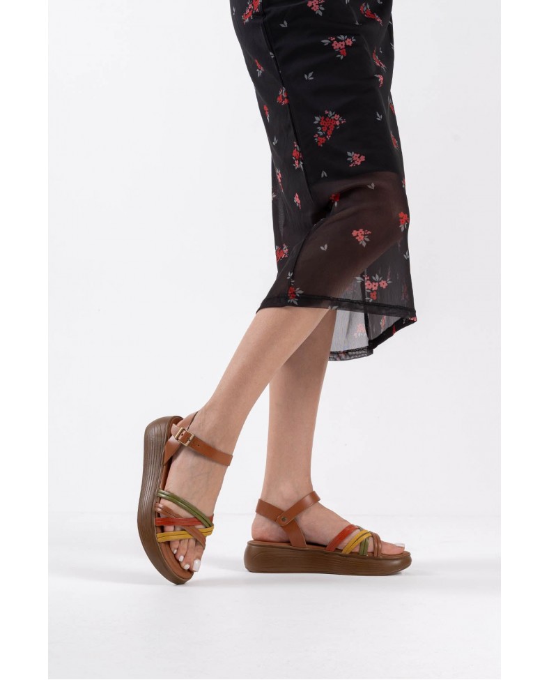 Çok Renkli Hakiki Deri Sandalet TR31MY56B