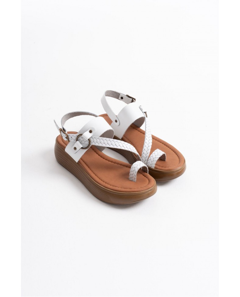 Beyaz Hakiki Deri Sandalet TR31MY64B
