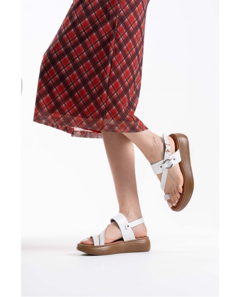 Beyaz Hakiki Deri Sandalet TR31MY64B