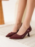 Kadın Bordo Rugan Topuklu Ayakkabı TR08MS44G