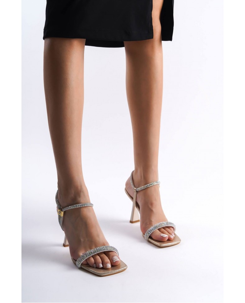 Altın Taşlı Kadın Topuklu Sandalet TR29MY03B