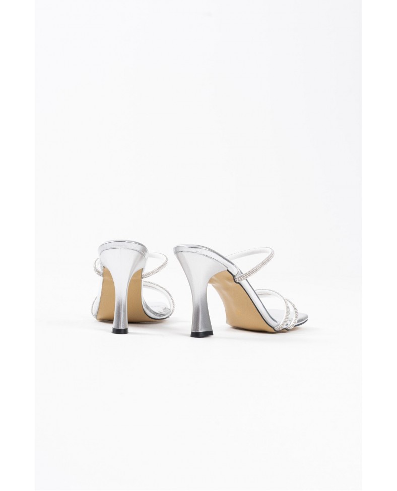 Gümüş Ayna Taşlı Kadın Topuklu Terlik TR20MY01E