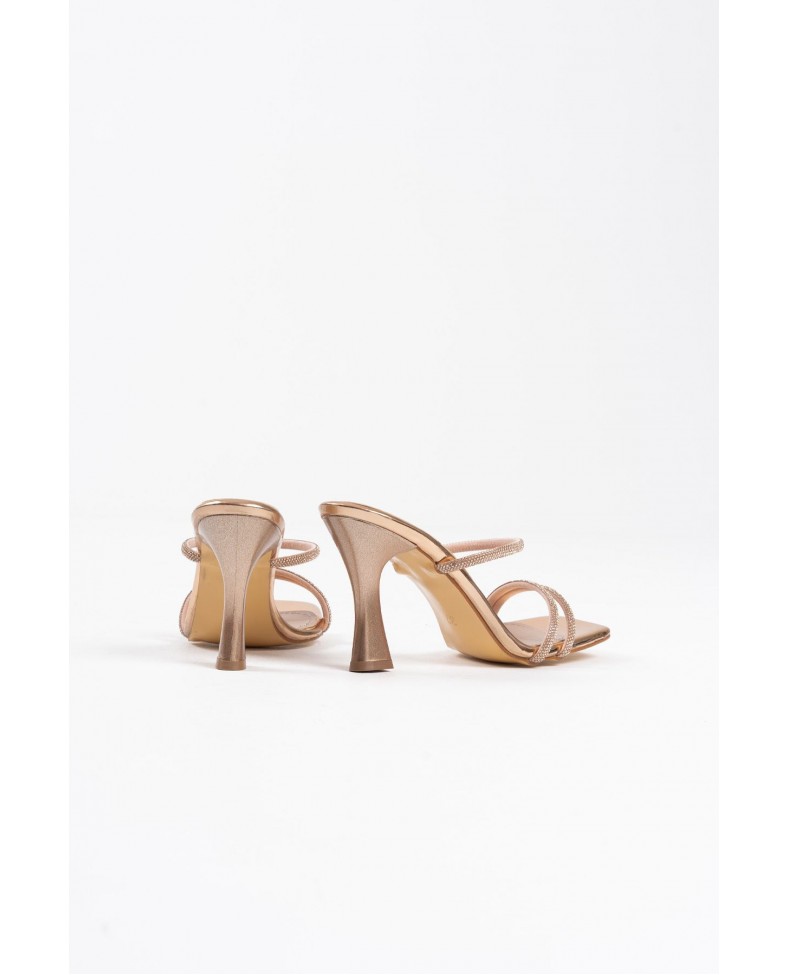 Bronz Ayna Taşlı Kadın Topuklu Terlik TR20MY01F