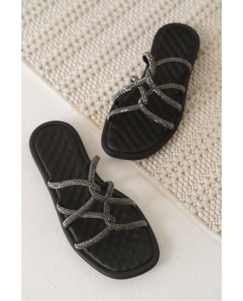 Siyah Kadın Taşlı Terlik TR28MY04A