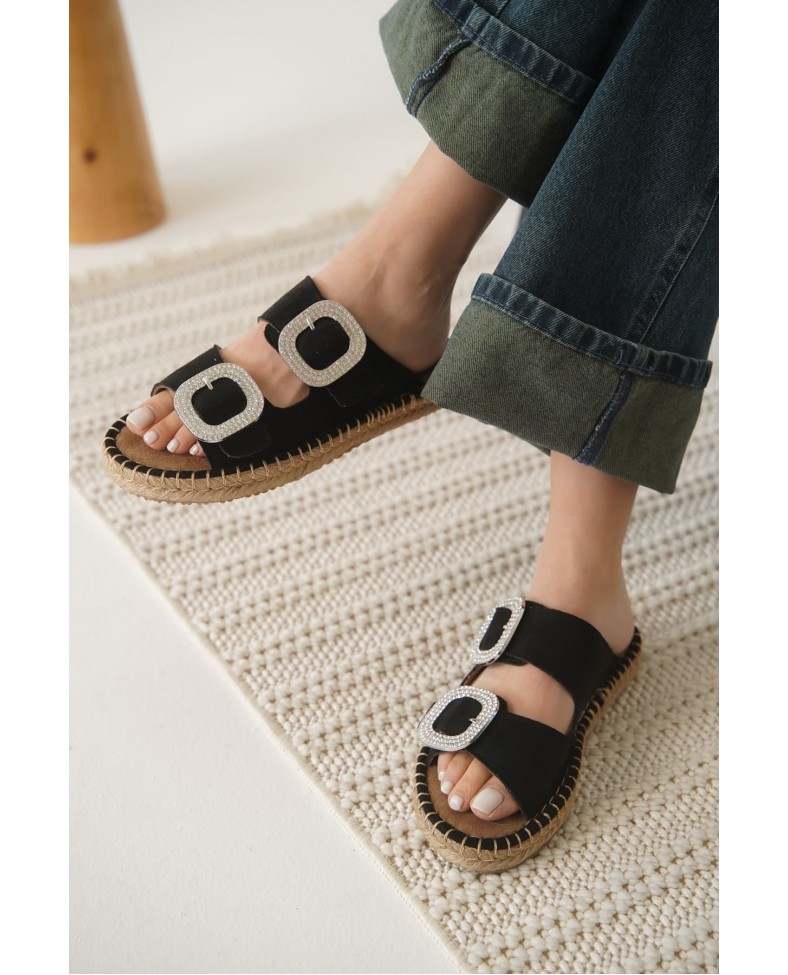 Süet Siyah Taşlı Kadın Terlik TR35MY05A