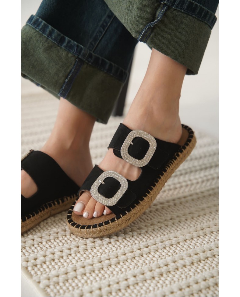 Süet Siyah Taşlı Kadın Terlik TR35MY05A