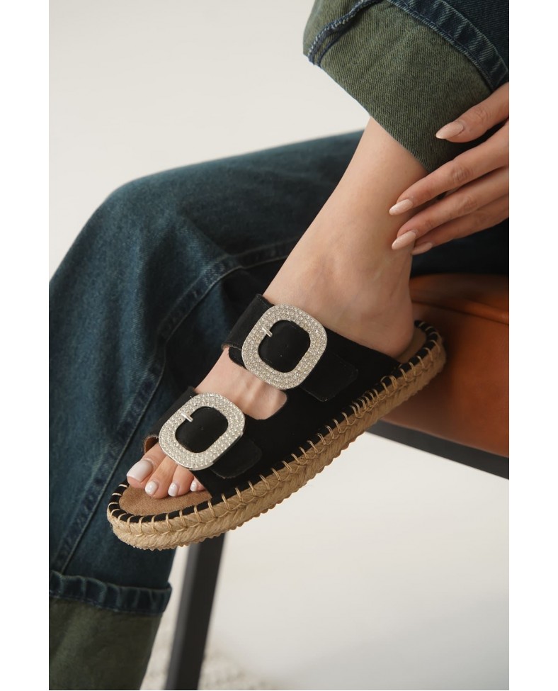 Süet Siyah Taşlı Kadın Terlik TR35MY05A