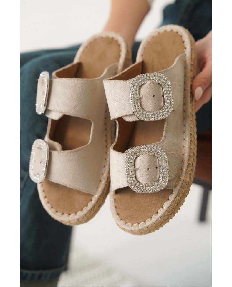 Süet Bej Taşlı Kadın Terlik TR35MY05B