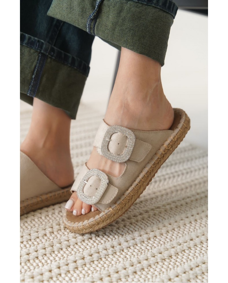 Süet Bej Taşlı Kadın Terlik TR35MY05B