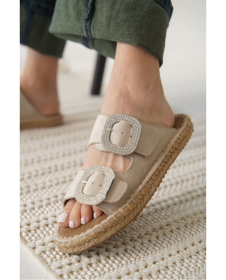 Süet Bej Taşlı Kadın Terlik TR35MY05B