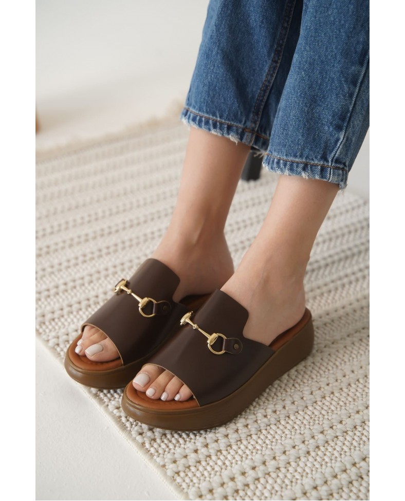 Acı Kahve Hakiki Deri Terlik TR31MY62E