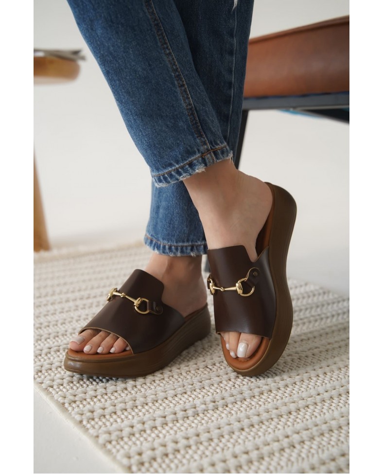 Acı Kahve Hakiki Deri Terlik TR31MY62E