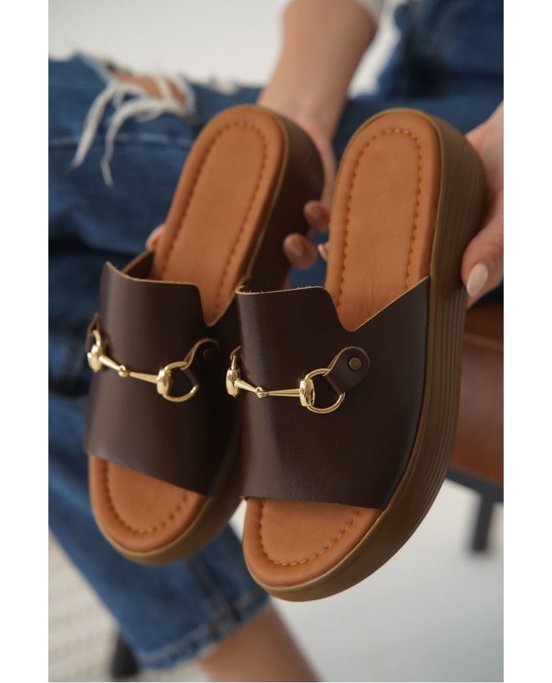 Acı Kahve Hakiki Deri Terlik TR31MY62E