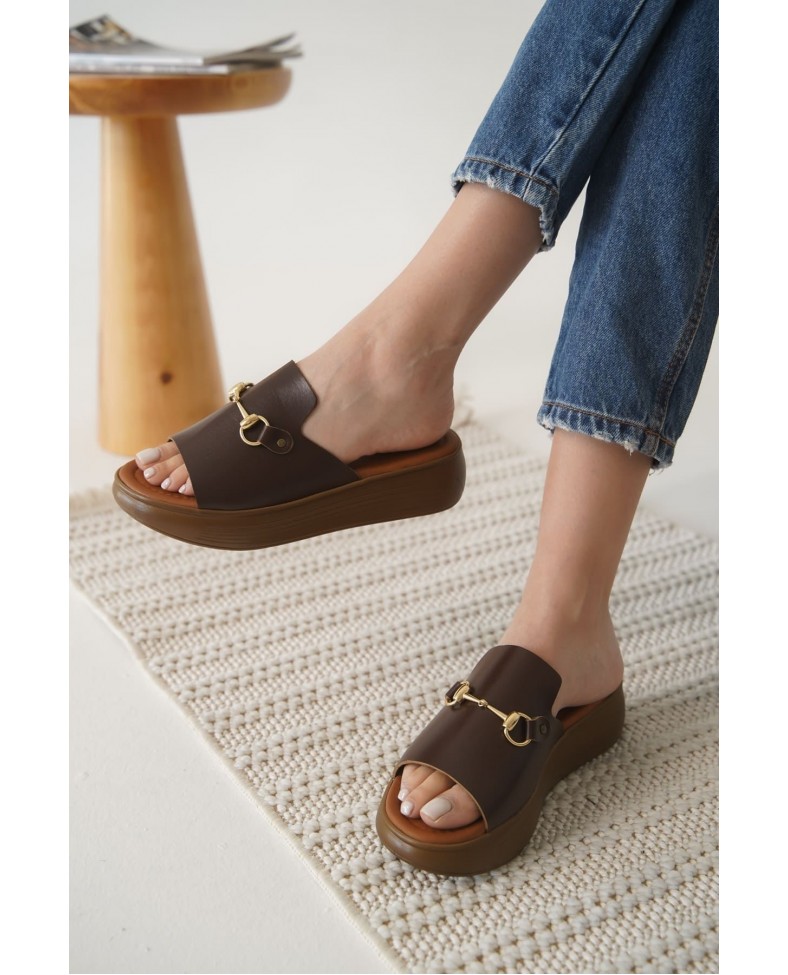 Acı Kahve Hakiki Deri Terlik TR31MY62E