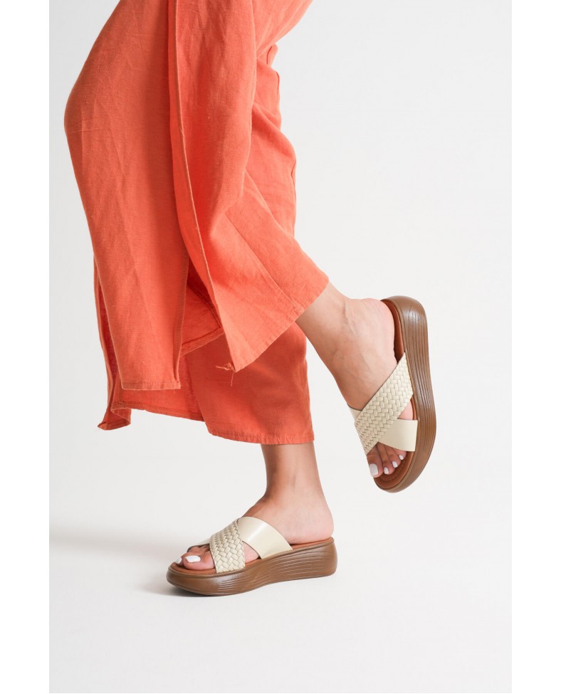 Bej Hakiki Deri Terlik TR31MY53H