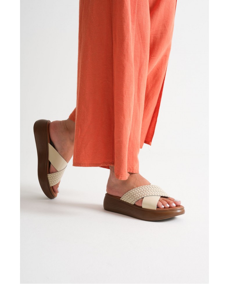 Bej Hakiki Deri Terlik TR31MY53H