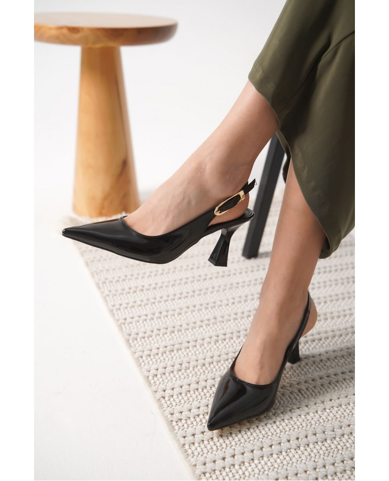 Kadın Siyah Rugan Topuklu Ayakkabı TR20MS01A