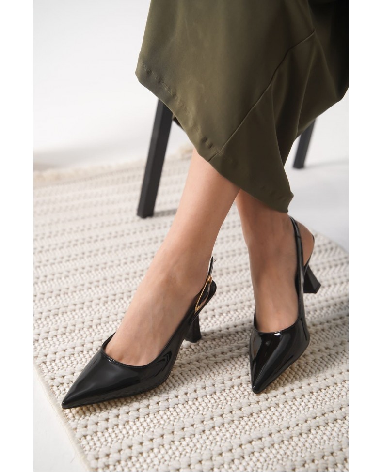 Kadın Siyah Rugan Topuklu Ayakkabı TR20MS01A