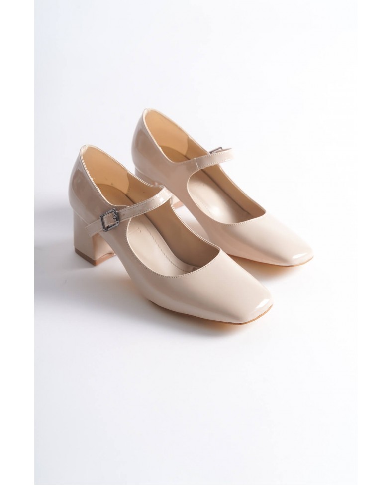 Bej Rugan Topuklu Kadın Ayakkabı TR16MS01B