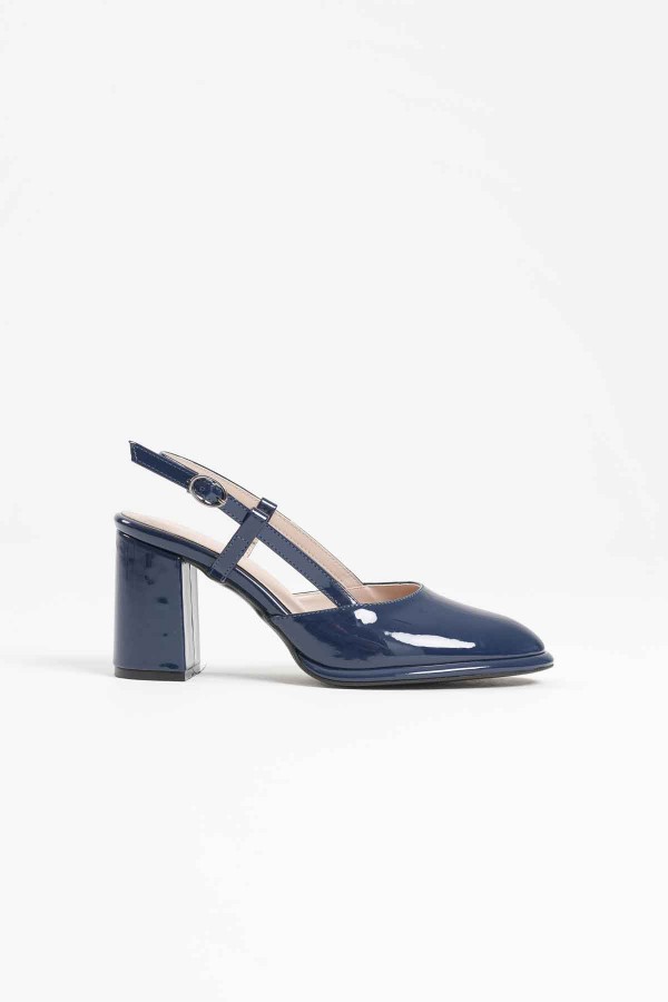 Lacivert Rugan Kadın Topuklu Ayakkabı TR18MS18C