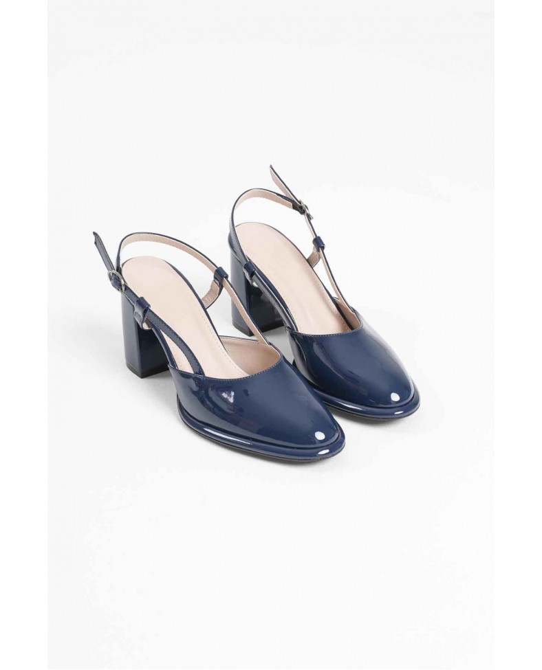 Lacivert Rugan Kadın Topuklu Ayakkabı TR18MS18C