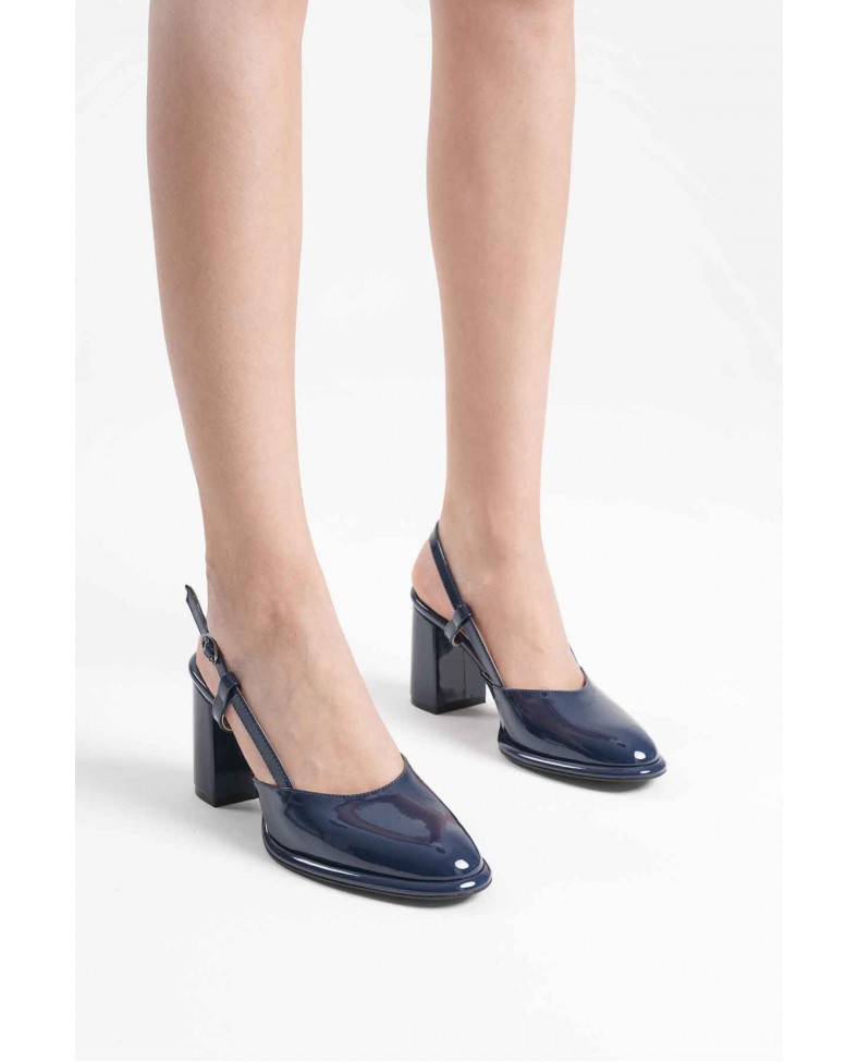 Lacivert Rugan Kadın Topuklu Ayakkabı TR18MS18C
