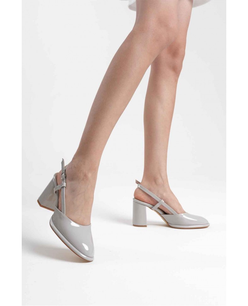 Gri Rugan Kadın Topuklu Ayakkabı TR18MS18D