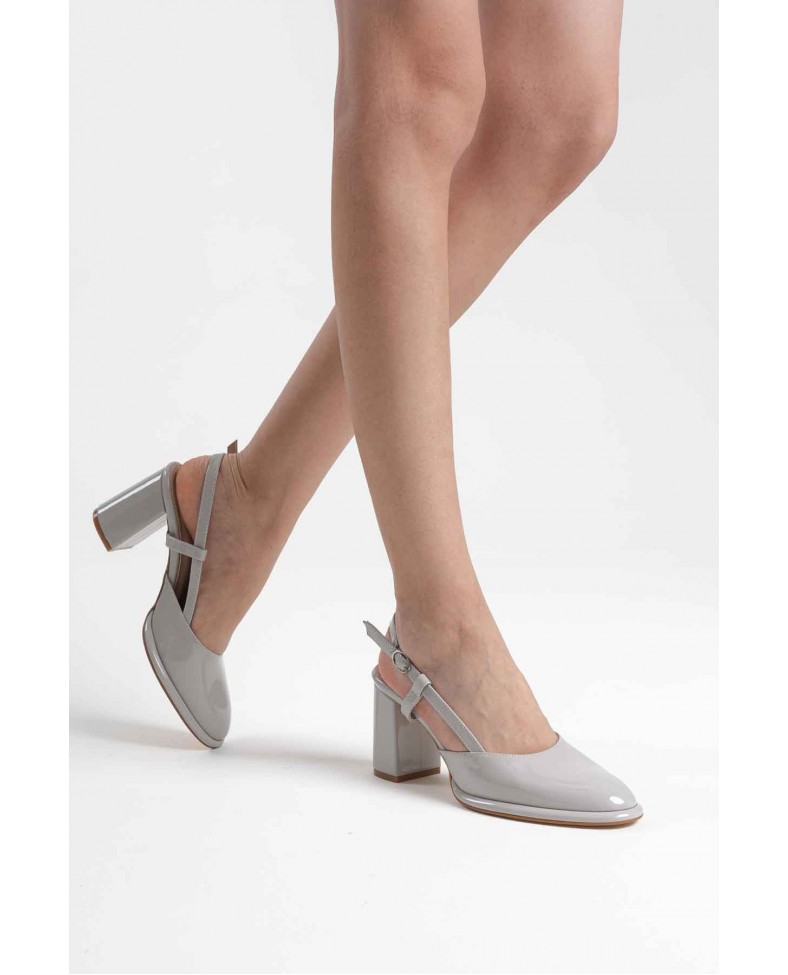 Gri Rugan Kadın Topuklu Ayakkabı TR18MS18D