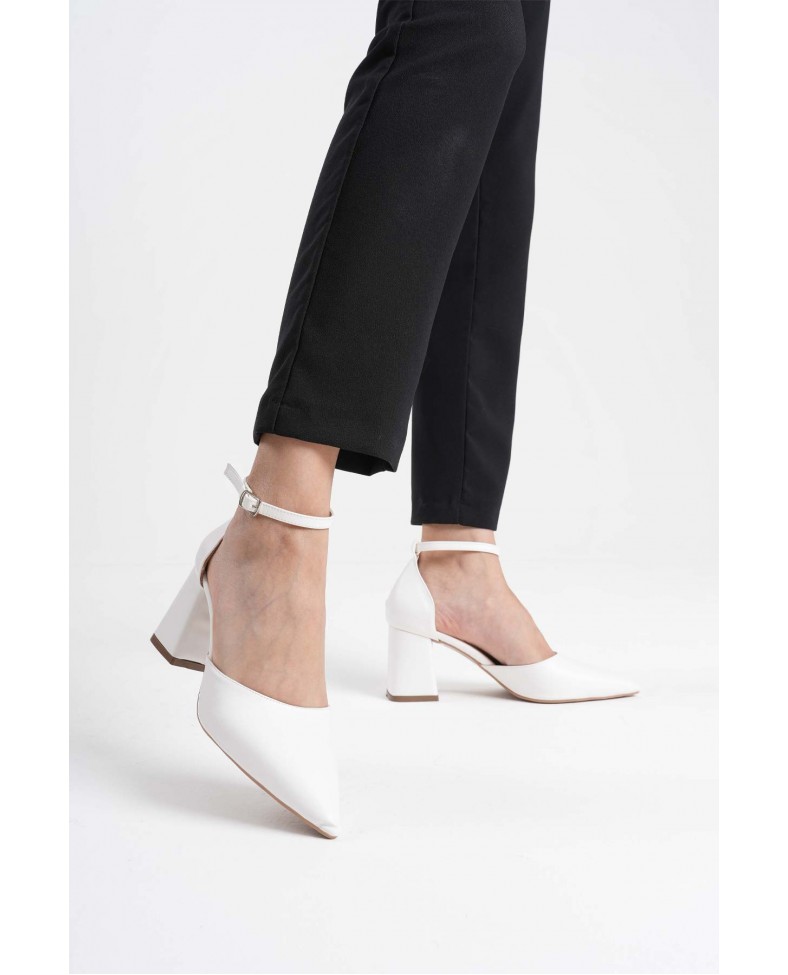 Beyaz Cilt Kadın Topuklu Ayakkabı TR08MS11E