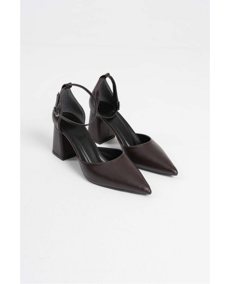 Acı Kahve Cilt Kadın Topuklu Ayakkabı TR08MS11F