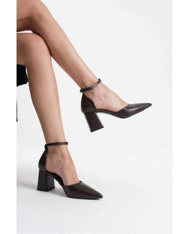 Acı Kahve Cilt Kadın Topuklu Ayakkabı TR08MS11F