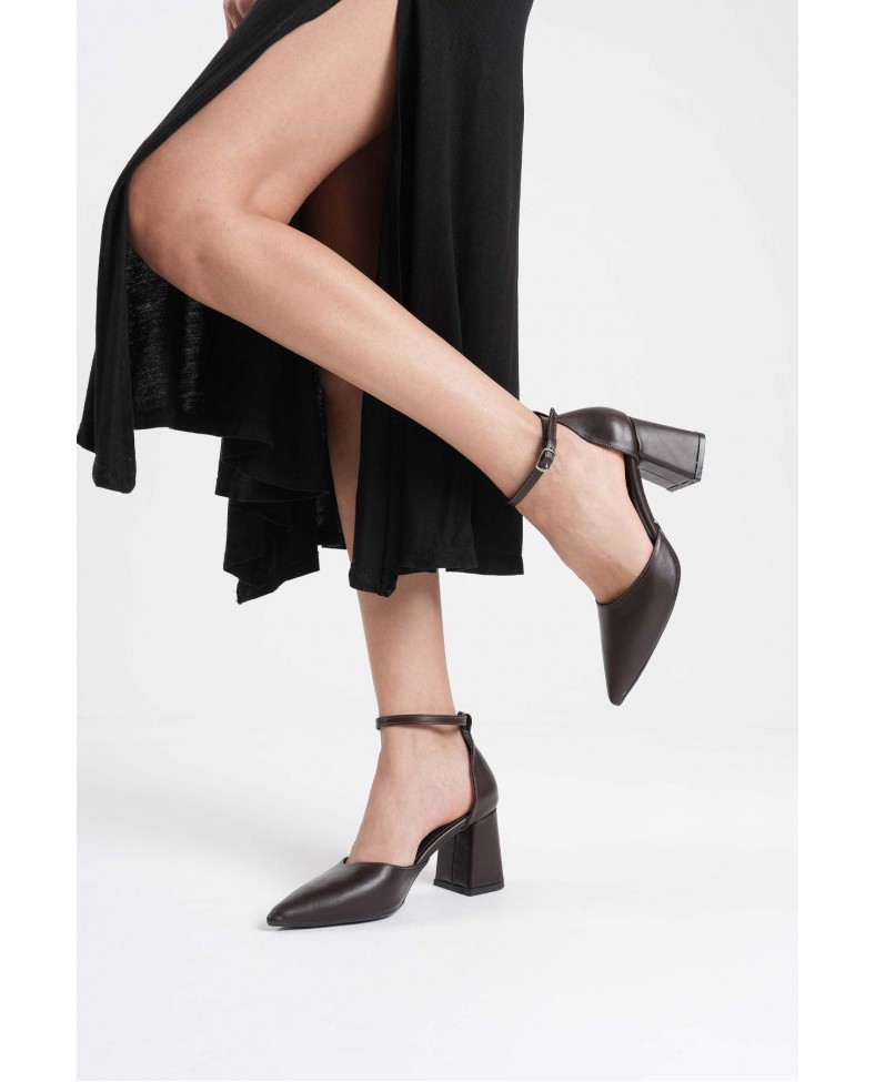 Acı Kahve Cilt Kadın Topuklu Ayakkabı TR08MS11F