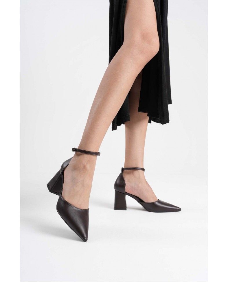 Acı Kahve Cilt Kadın Topuklu Ayakkabı TR08MS11F