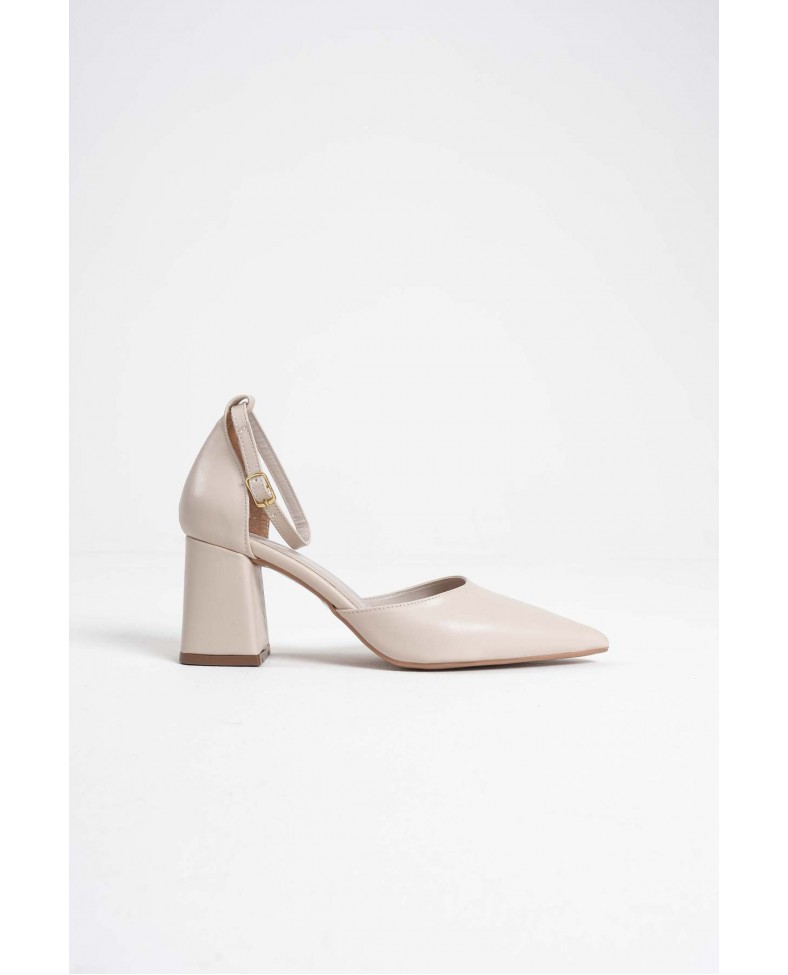 Bej Cilt Kadın Topuklu Ayakkabı TR08MS11G