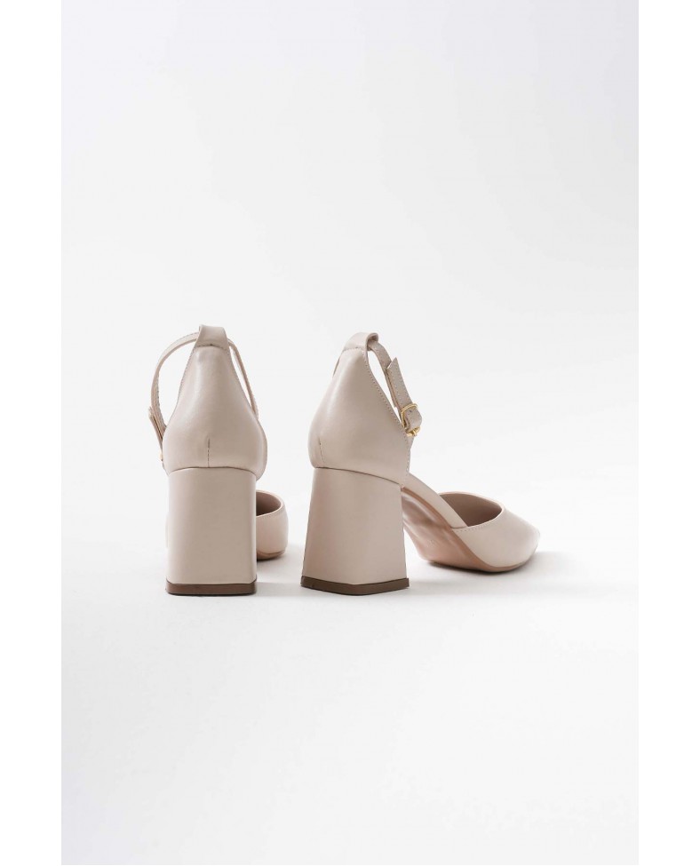 Bej Cilt Kadın Topuklu Ayakkabı TR08MS11G