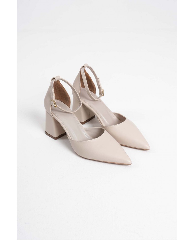 Bej Cilt Kadın Topuklu Ayakkabı TR08MS11G