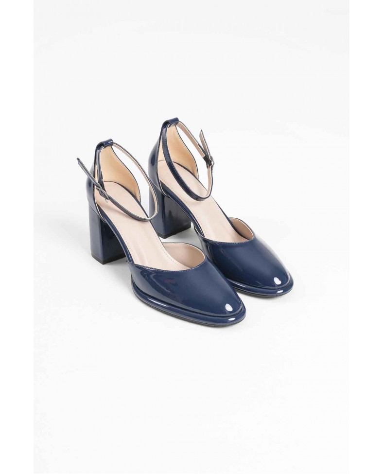 Lacivert Rugan Kadın Topuklu Ayakkabı TR18MS04C