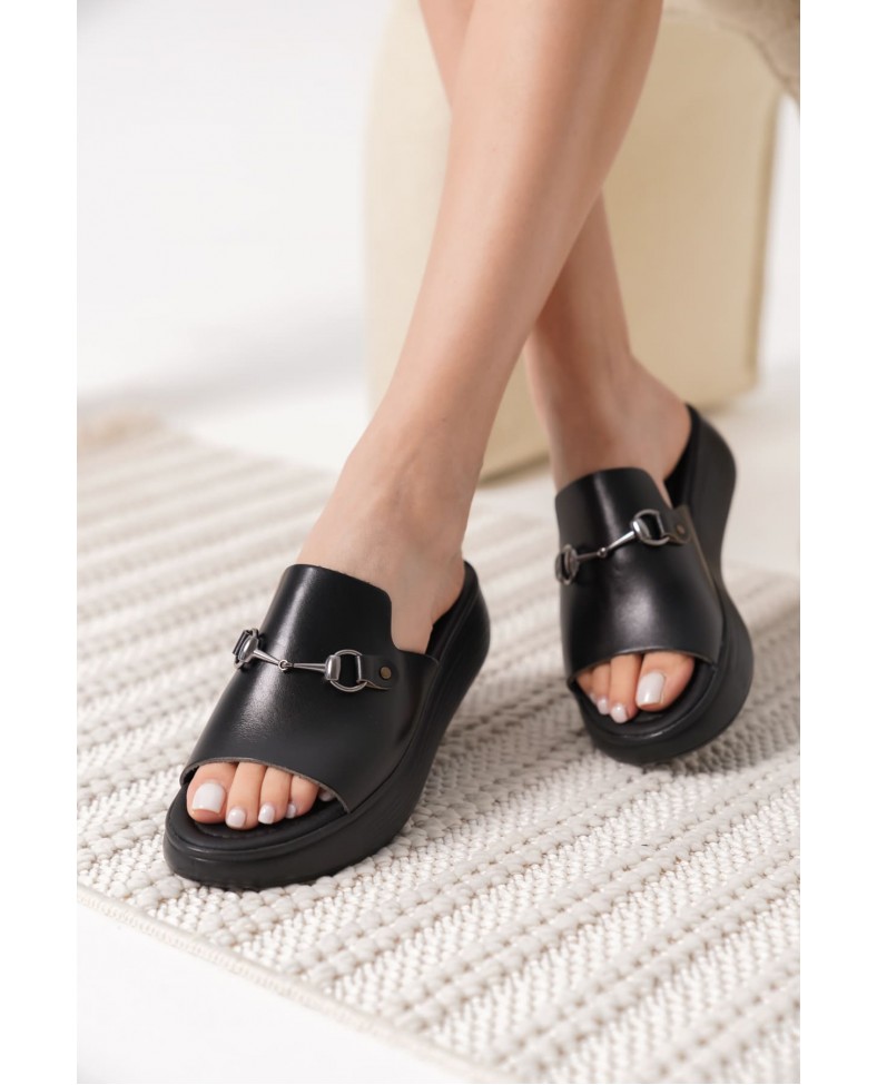 Siyah Hakiki Deri Terlik TR31MY62A