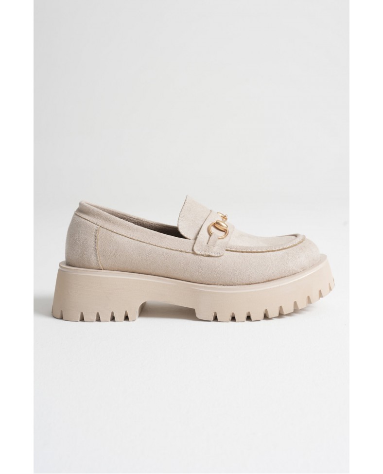 Toka Detaylı Bej Süet Günlük Loafer Ayakkabı TR10MS04D