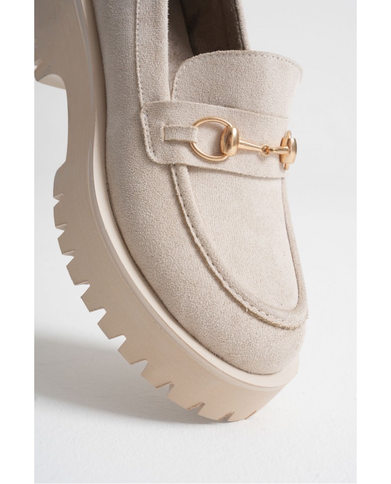 Toka Detaylı Bej Süet Günlük Loafer Ayakkabı TR10MS04D