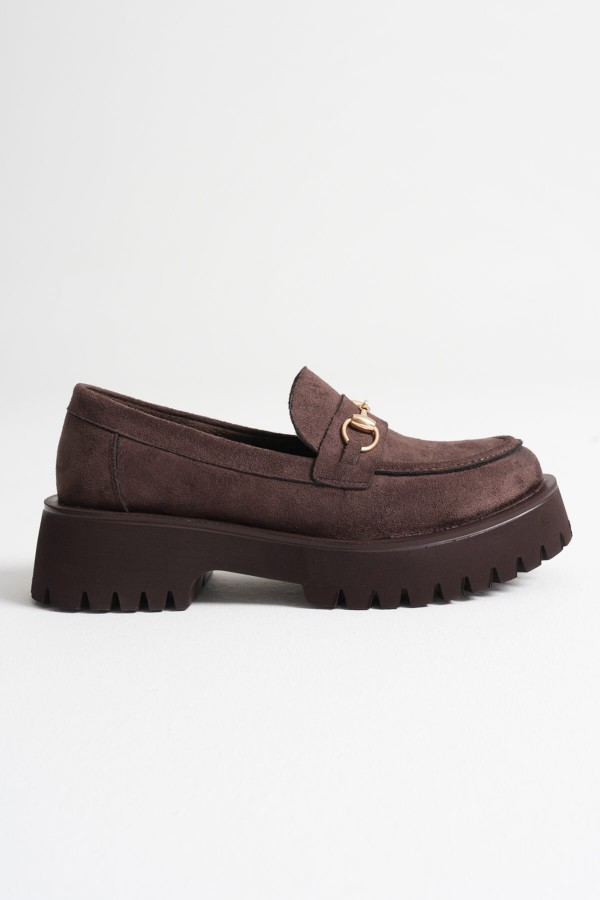 Toka Detaylı Acı Kahve Süet Günlük Loafer Ayakkabı TR10MS04E