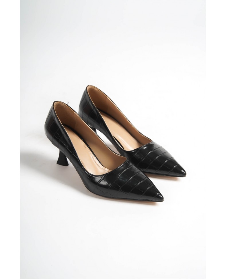Kadın Kroko Siyah Topuklu Ayakkabı TR08MS03E