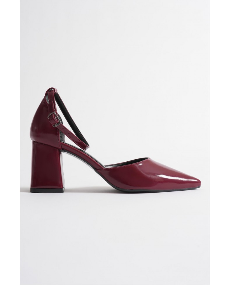 Bordo Rugan Kadın Topuklu Ayakkabı TR08MS11H