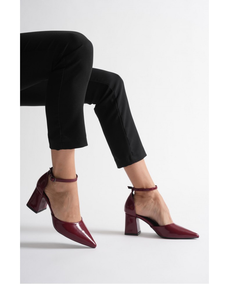 Bordo Rugan Kadın Topuklu Ayakkabı TR08MS11H