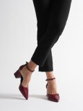 Bordo Rugan Kadın Topuklu Ayakkabı TR08MS11H