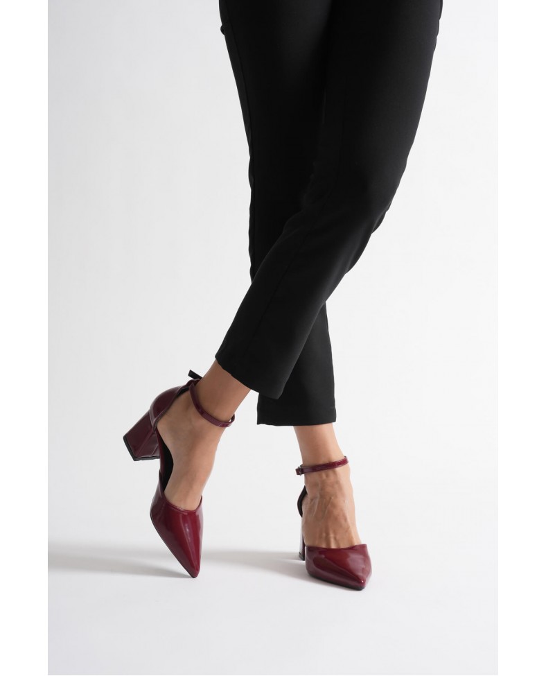 Bordo Rugan Kadın Topuklu Ayakkabı TR08MS11H