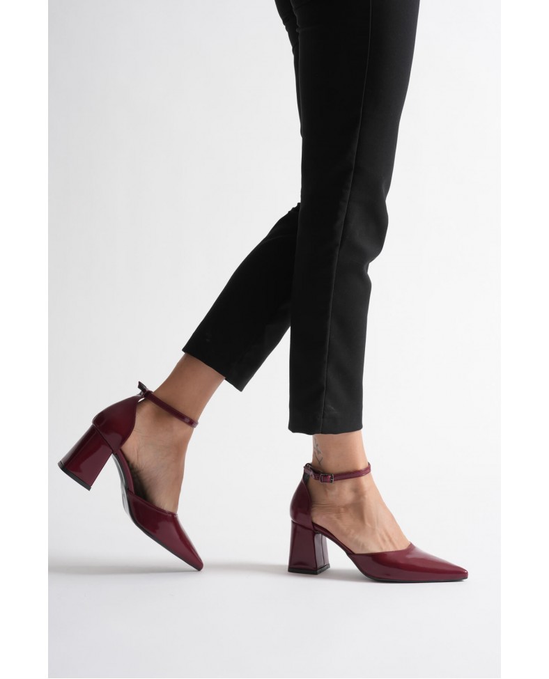 Bordo Rugan Kadın Topuklu Ayakkabı TR08MS11H